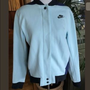 NIKE Track Jacket Full Zip Pale Aqua Front & Navy Blue Back NWOT Vented Small